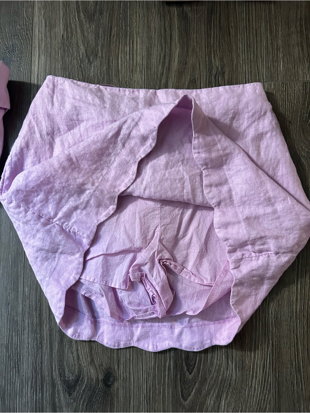 Abercrombie & Fitch Lilac Scallop-Hem Linen Mini Skirt and top 2 piece set - Picture 4 of 8